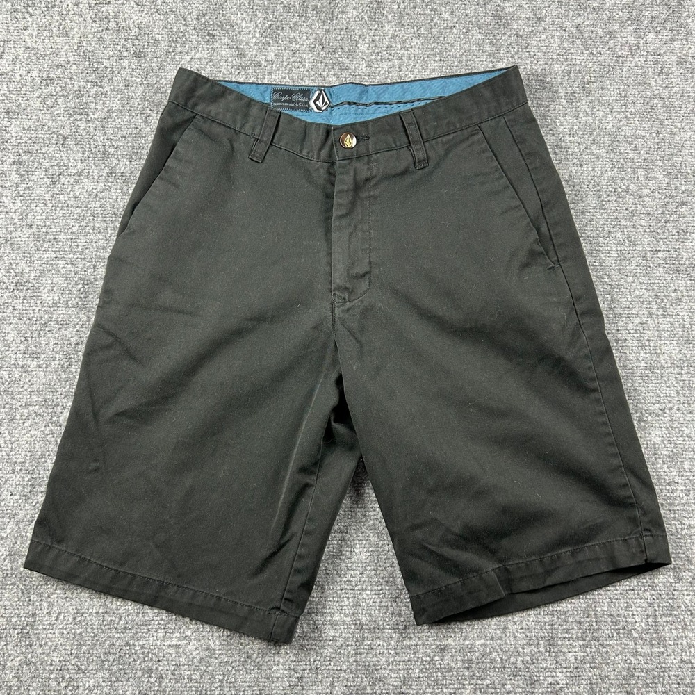 Volcom Chino Shorts Mens 30 Black Corpo Class Skate Casual Twill Walk Shorts